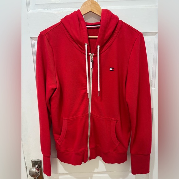 Tommy Hilfiger Tops - Tommy Hilfiger Vibrant Red Zip-Up Hoodie